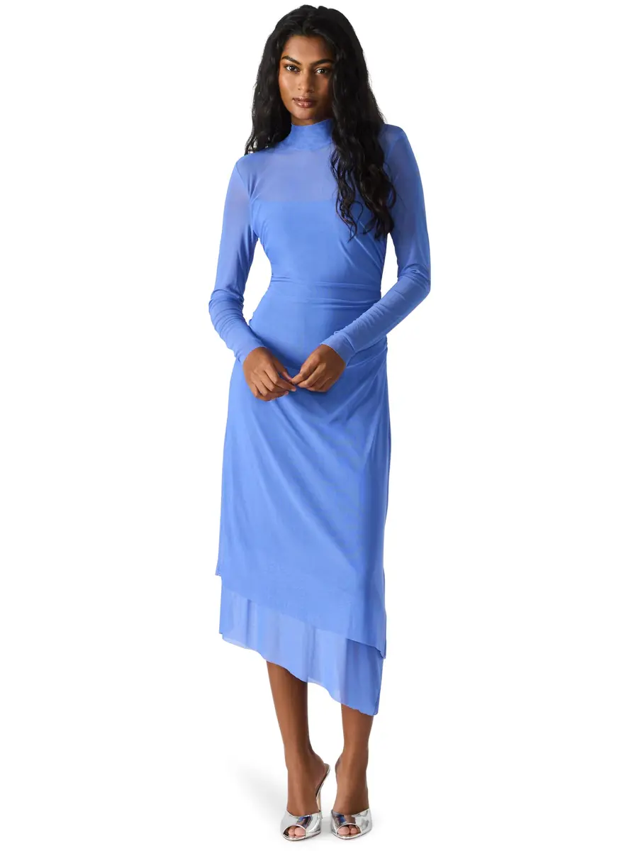 Steve Madden Blare Dress, Cobalt | Mock Neck, Mid Waist, Long Sleeve, Solid, Spring/Summer - main product image