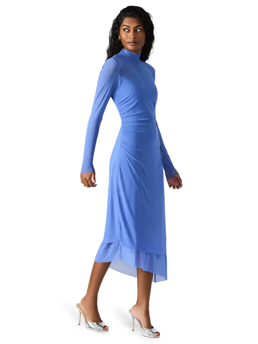 Steve Madden Blare Dress, Cobalt | Mock Neck, Mid Waist, Long Sleeve, Solid, Spring/Summer - view 2
