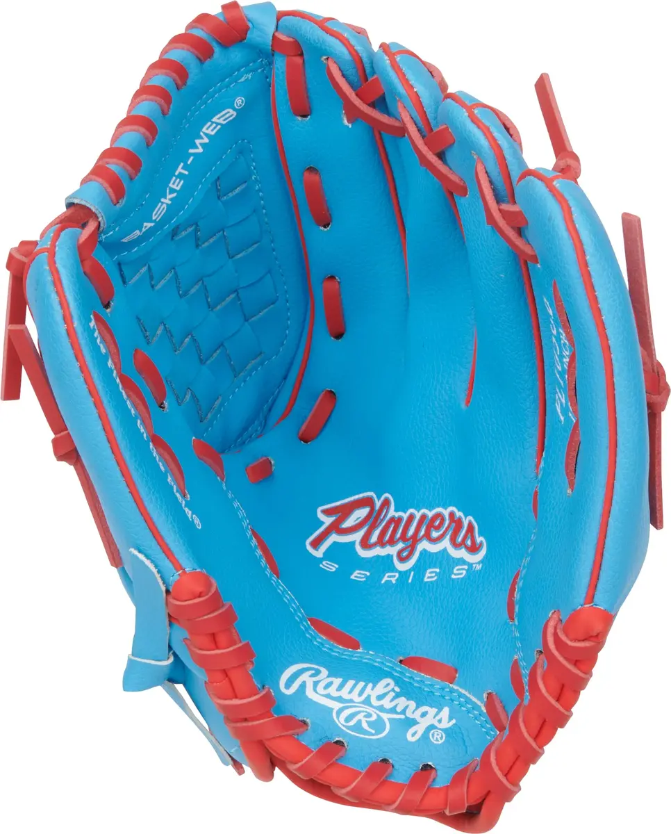 Rawlings Player's Series Youth Baseball Glove 10.5" | Right Hand Throw | Columbia Blue/Scarlet - view 3