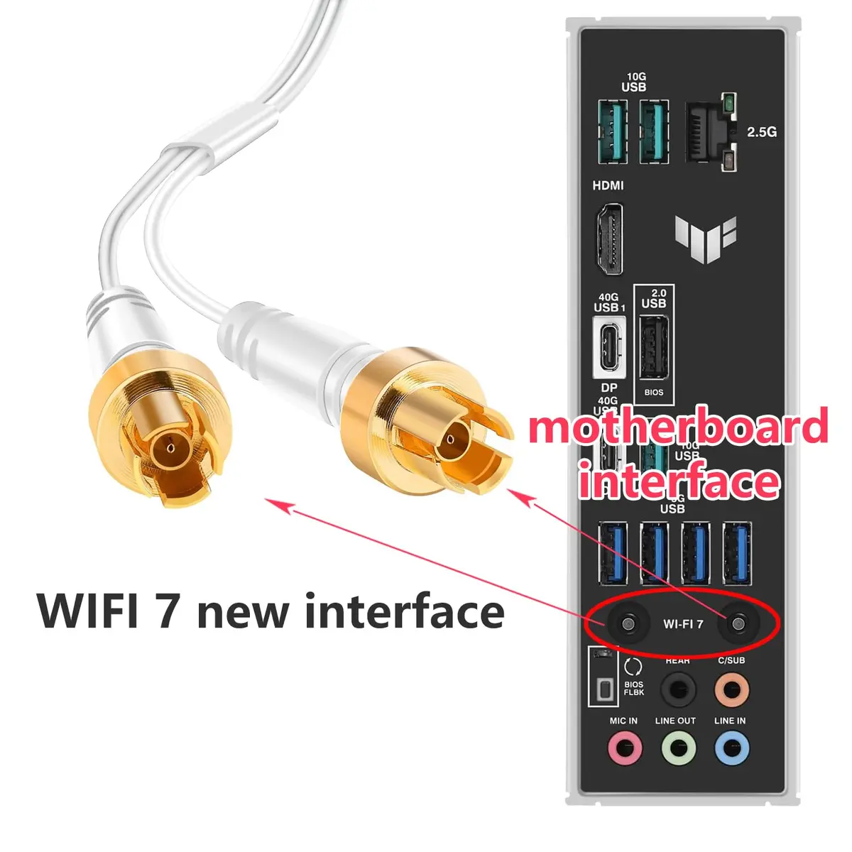 slinkdsco White WiFi 7 Gaming Motherboard Magnetic Antenna with EZ-Plug (NOT RP-SMA) | Lightning-Fast Wireless Connectivity - view 2