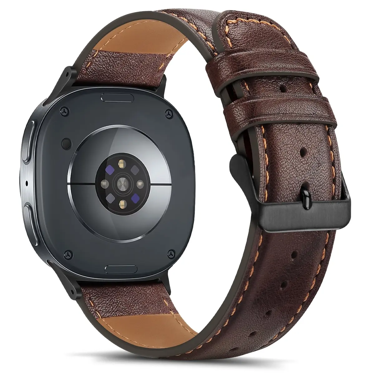 Tasikar Leather Watch Band Compatible with Samsung Galaxy Watch 9 8 40mm 44mm/8 Classic 46mm | Genuine Leather Strap, Dark Brown - view 2