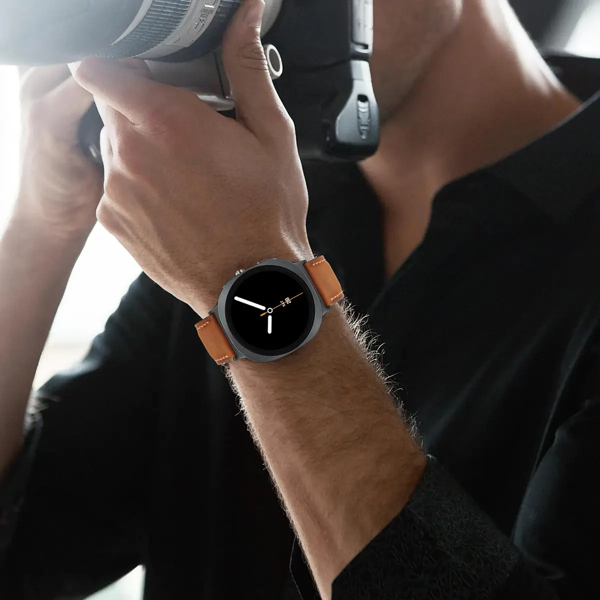 Tasikar Leather Band Compatible with Samsung Galaxy Watch 9 8 40mm 44mm/8 Classic 46mm, Brown | Genuine Leather Strap with Black Stainless Steel Clasp - view 6