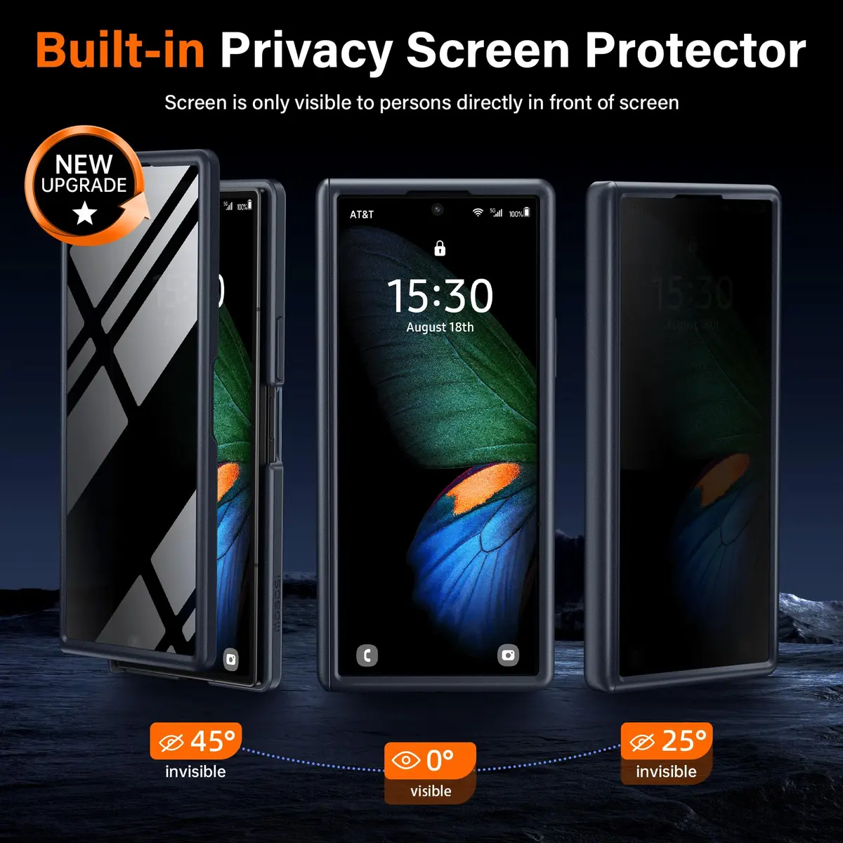 MOBOSI for Z Fold 7 Case with Privacy Screen Protector, Black | Slim Magnetic Cover with Full Hinge & Kickstand - view 6