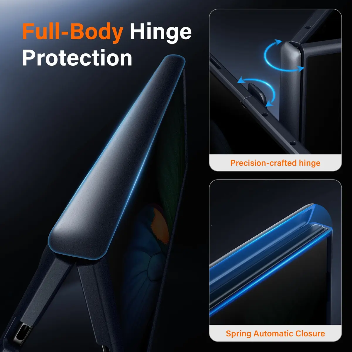 MOBOSI for Z Fold 7 Case with Privacy Screen Protector, Black | Slim Magnetic Cover with Full Hinge & Kickstand - view 7