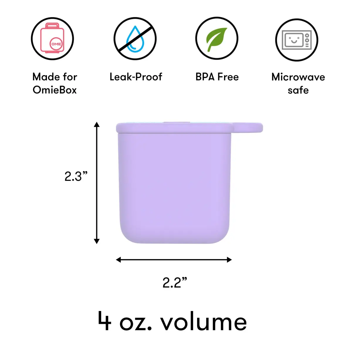 Omie OmieBox Leakproof Dip Containers 2 Pack Pink/Purple | 118ml (4 fl oz) Airtight Silicone - view 6
