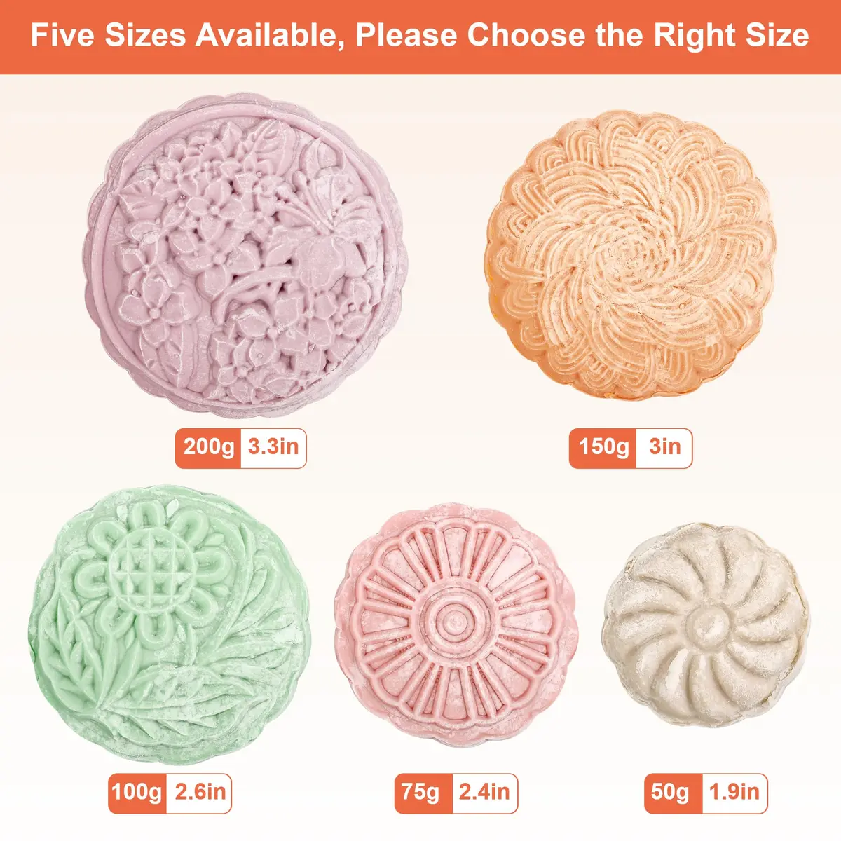 Luxiv Mooncake Mold Set 200g | 12 Patterns Round & Square Food-Grade - view 6