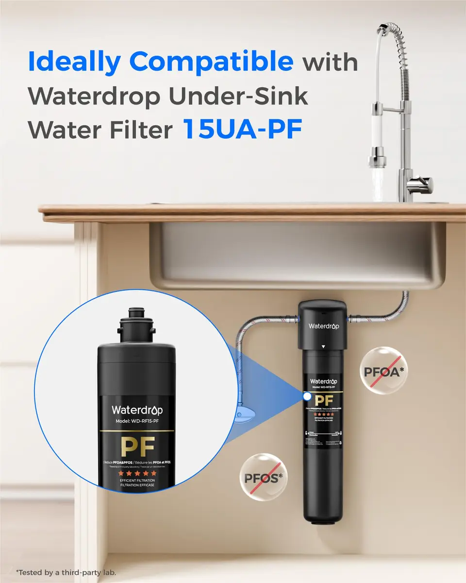Waterdrop RF15-PF Replacement Filter Cartridge for 15UA-PF Under Sink Water Filter 39.9 cm (15.7 inches) | Reduces PFAS, Chlorine, Bad Taste & Odor - view 2