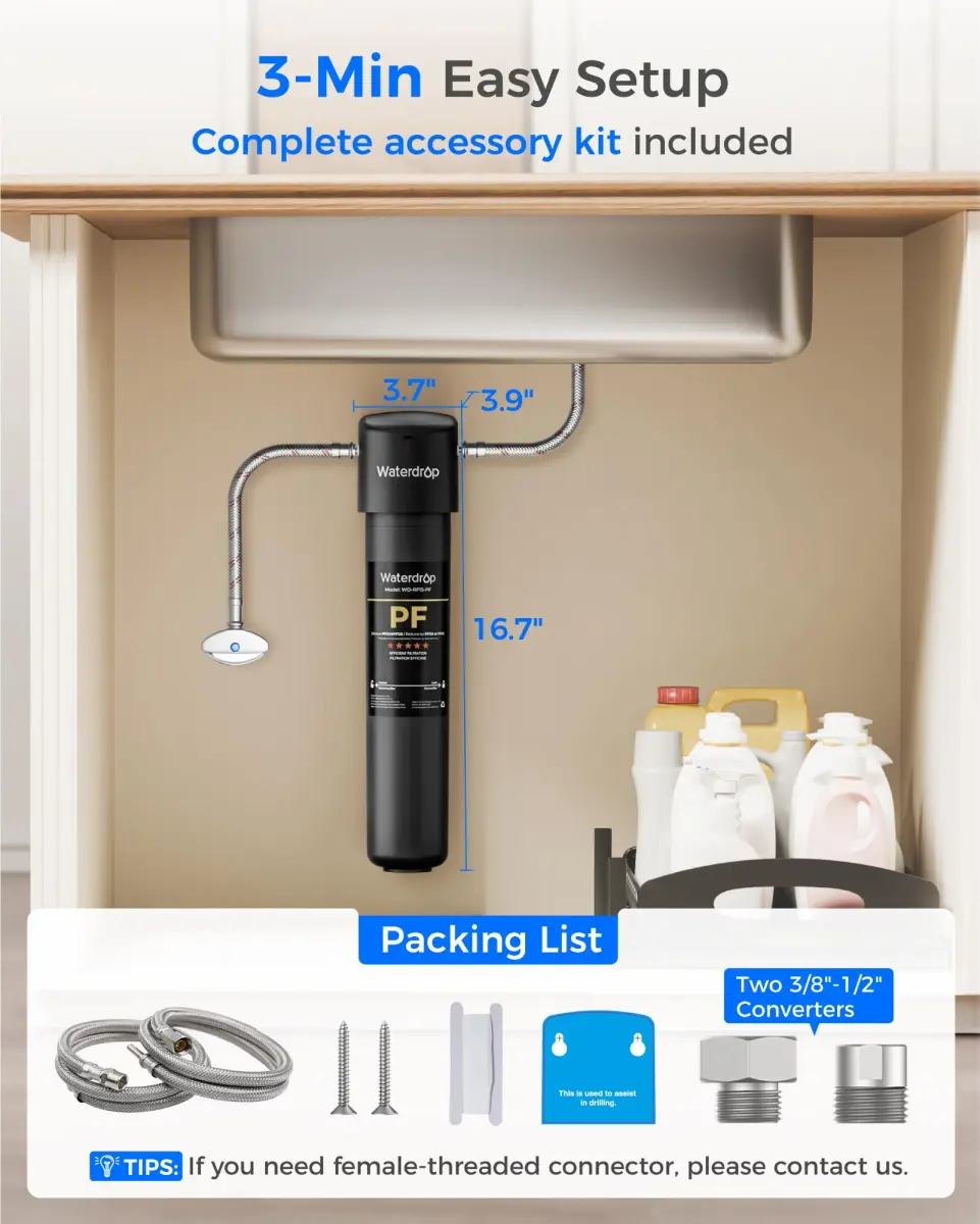 Waterdrop 15UA-PF Under Sink Water Filter System 1000 Gallons | Reduces 80+ Impurities, PFAS, Fluoride - view 9
