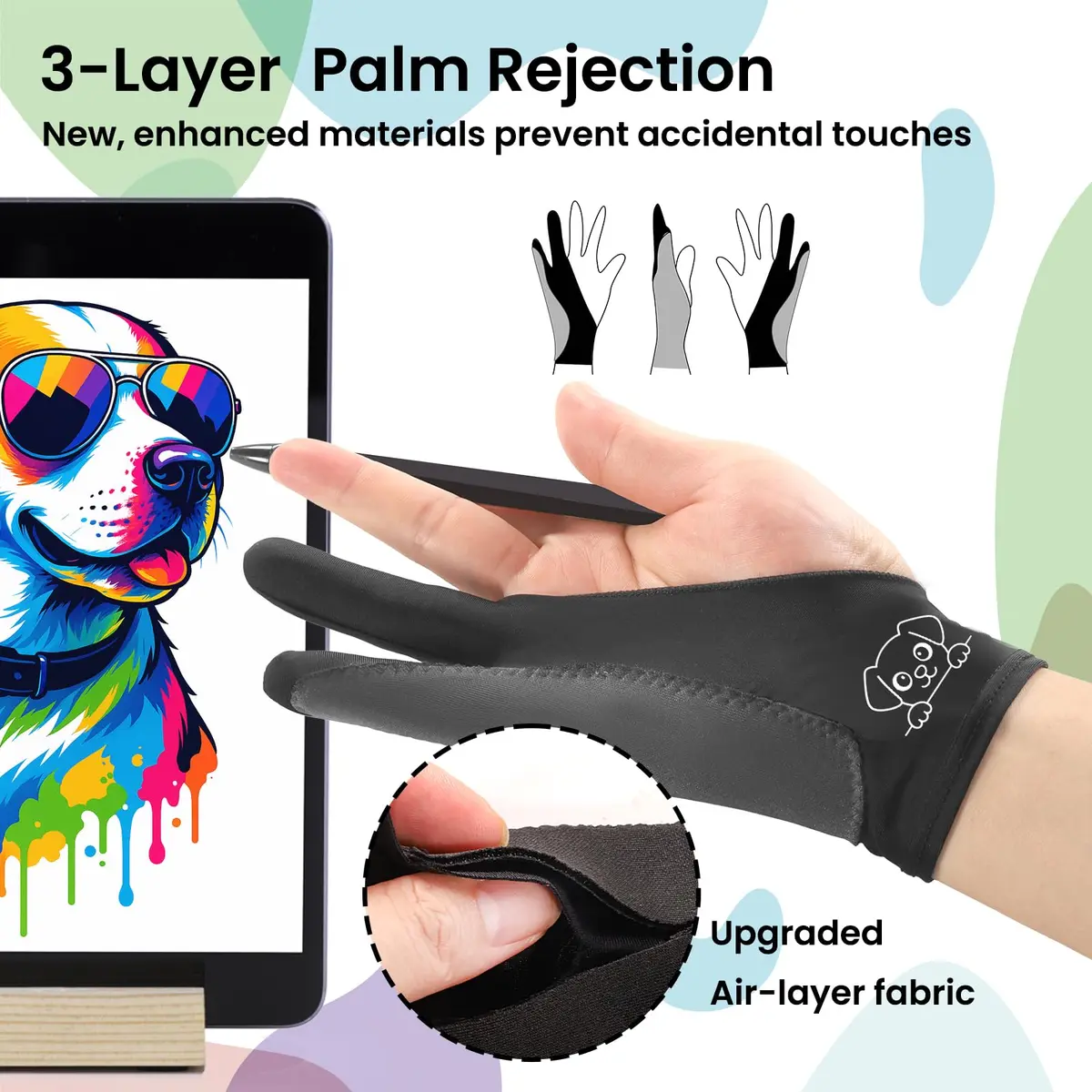 Kortimu Cute Puppy Drawing Glove: 3-Layer Palm Rejection for iPad & Drawing Tablet - view 4