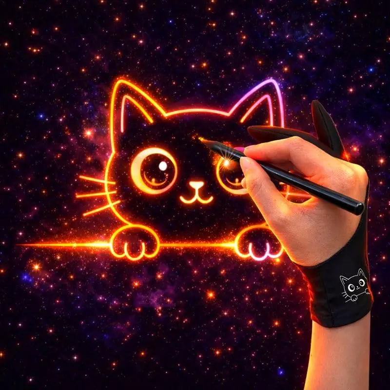 Kortimu Cute Kitty Drawing Glove with Palm Rejection for iPad & Tablets, Medium (2-Pack) - view 3