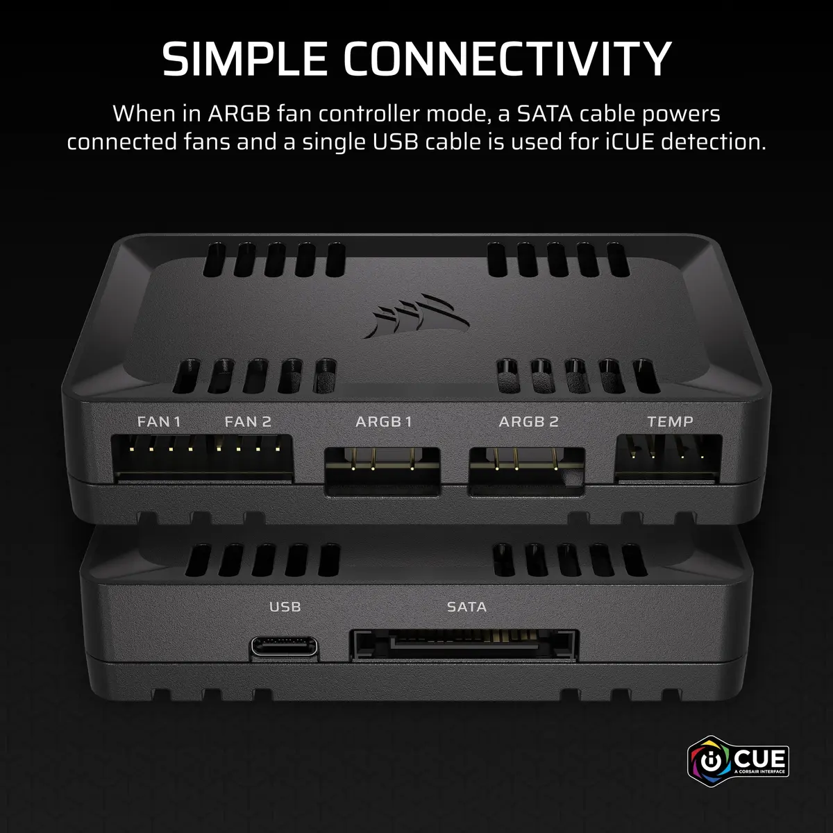 Corsair Commander Duo iCUE Link RGB Lighting and PWM ARGB Fan Controller – Control 12 Daisy-Chained PWM Fans, Two Flexible Temperature Sensors Included – Black | Supports iCUE Ecosystem - view 4