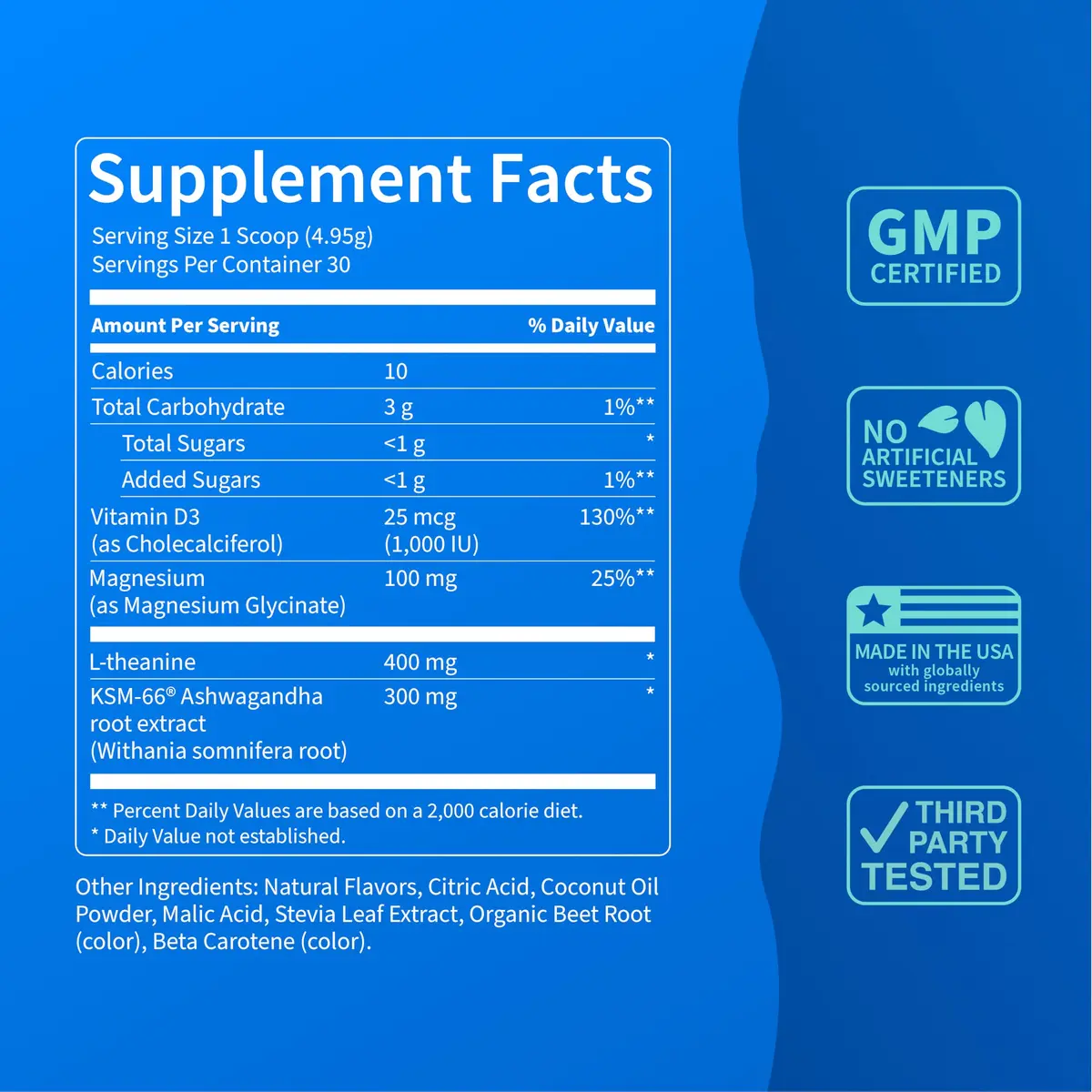 Nello Supercalm Powdered Drink Mix Tub, Cortisol Reducer & Sleep Aid Supplement, L-Theanine, KSM-66 Ashwagandha, Magnesium Glycinate, Vitamin D3, 30 Servings, Orange Creamsicle - view 4