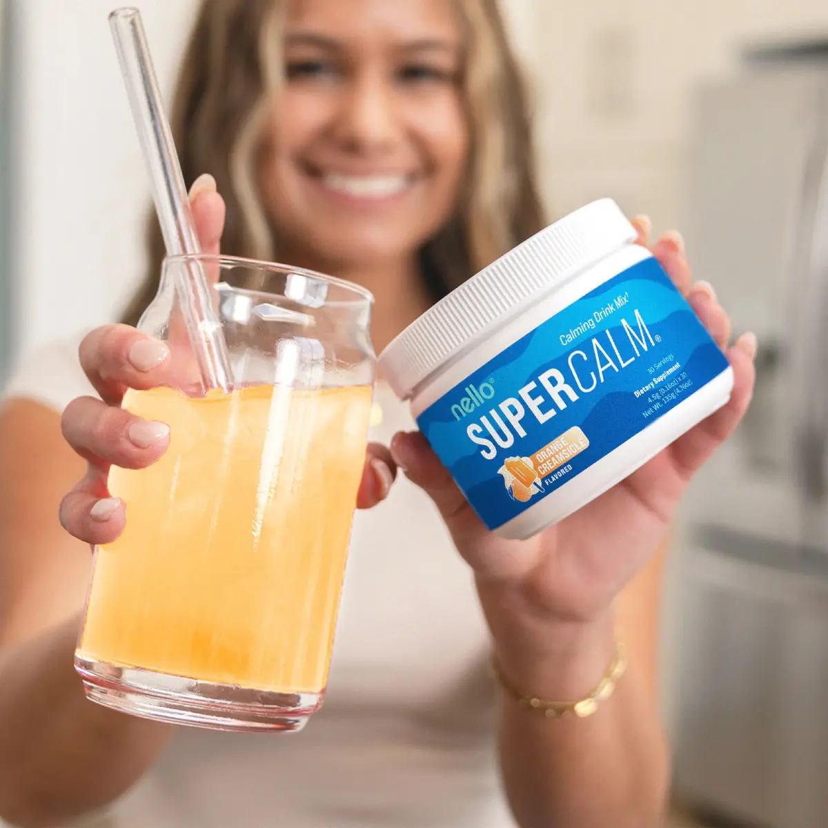 Nello Supercalm Powdered Drink Mix Tub, Cortisol Reducer & Sleep Aid Supplement, L-Theanine, KSM-66 Ashwagandha, Magnesium Glycinate, Vitamin D3, 30 Servings, Orange Creamsicle - view 5
