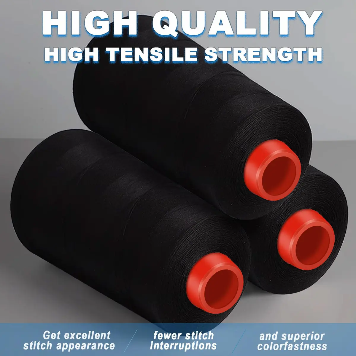 AOFITOA Black Sewing Thread 4 Pack | 40S/2, 24000Y, Durable Polyester for Serger & Machine - view 3