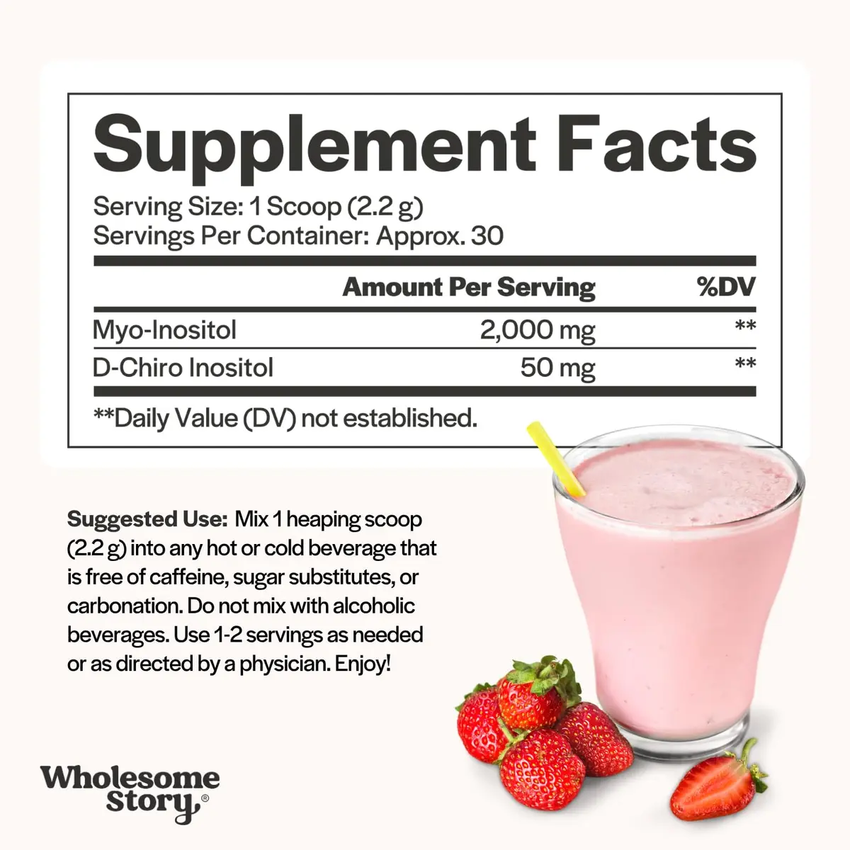 Wholesome Story Myo-Inositol & D-Chiro Inositol Supplement Powder for Women | Hormonal Balance & Ovarian Support | 40:1 Ratio | 180 Servings - view 4