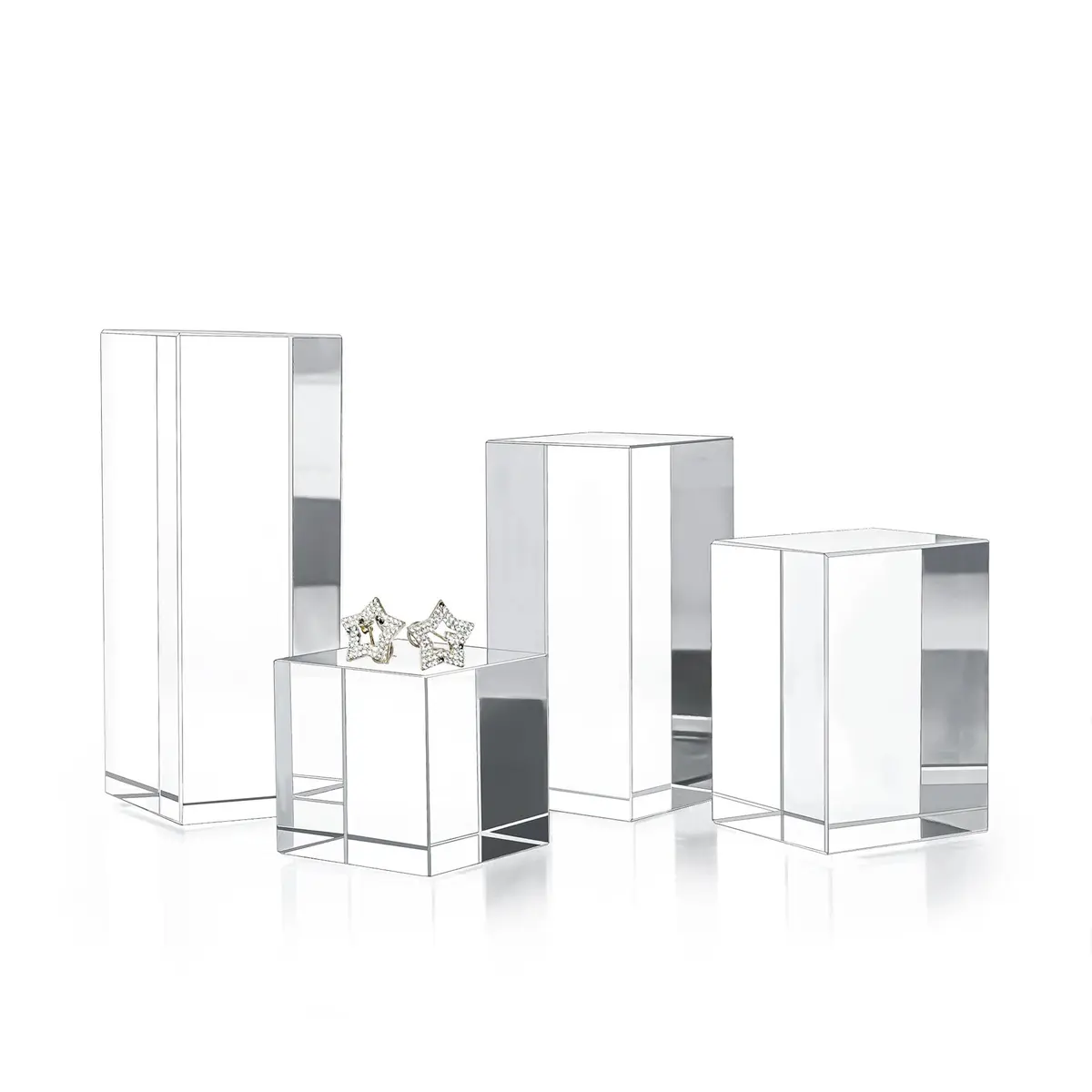 QFkris Clear Polished Glass Cube Photo Props, Solid Glass Display Blocks | Photography & Boutique Decor - main product image