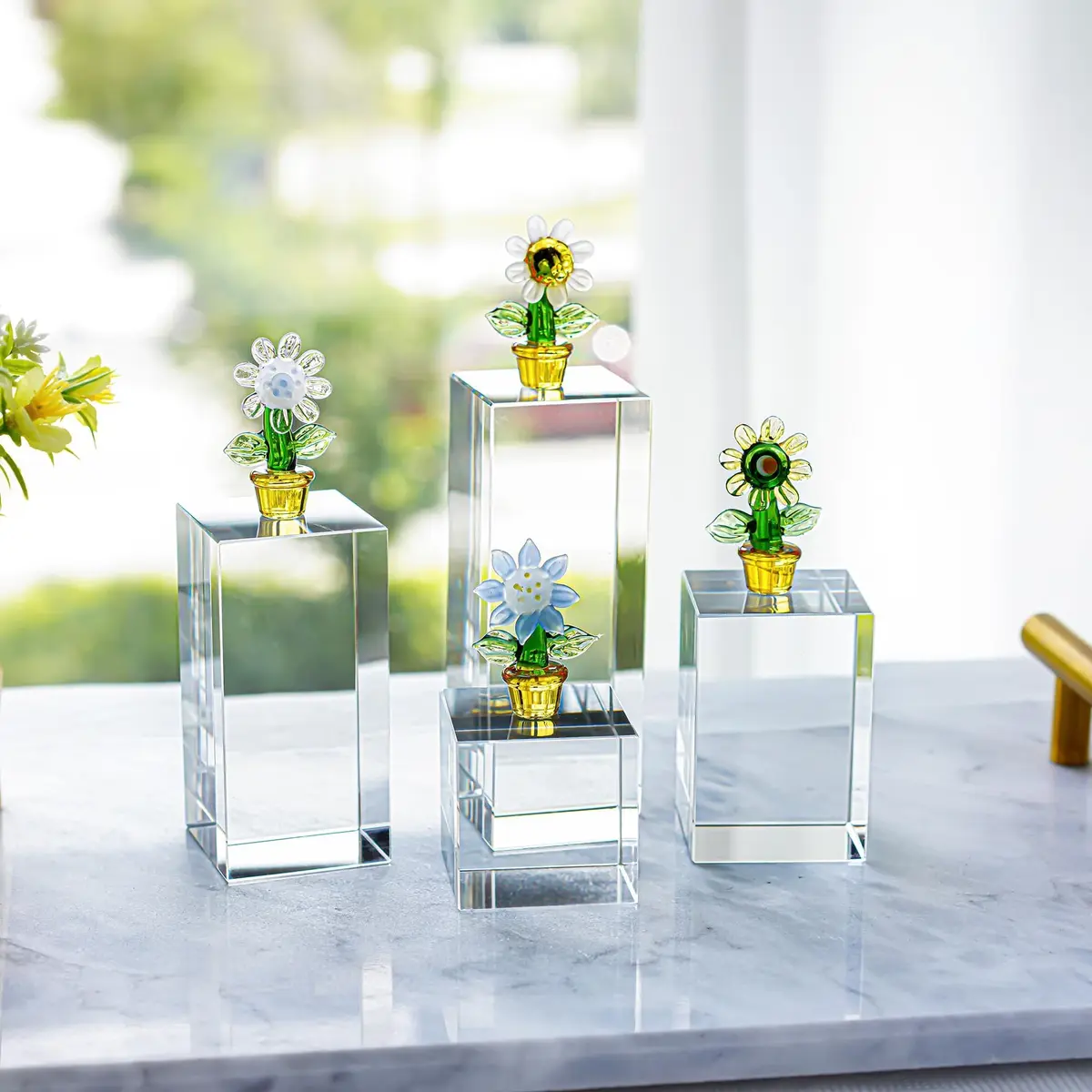 QFkris Clear Polished Glass Cube Photo Props, Solid Glass Display Blocks | Photography & Boutique Decor - view 7