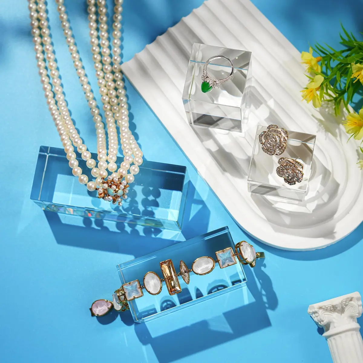 QFkris Clear Polished Glass Cube Photo Props, Solid Glass Display Blocks | Photography & Boutique Decor - view 8