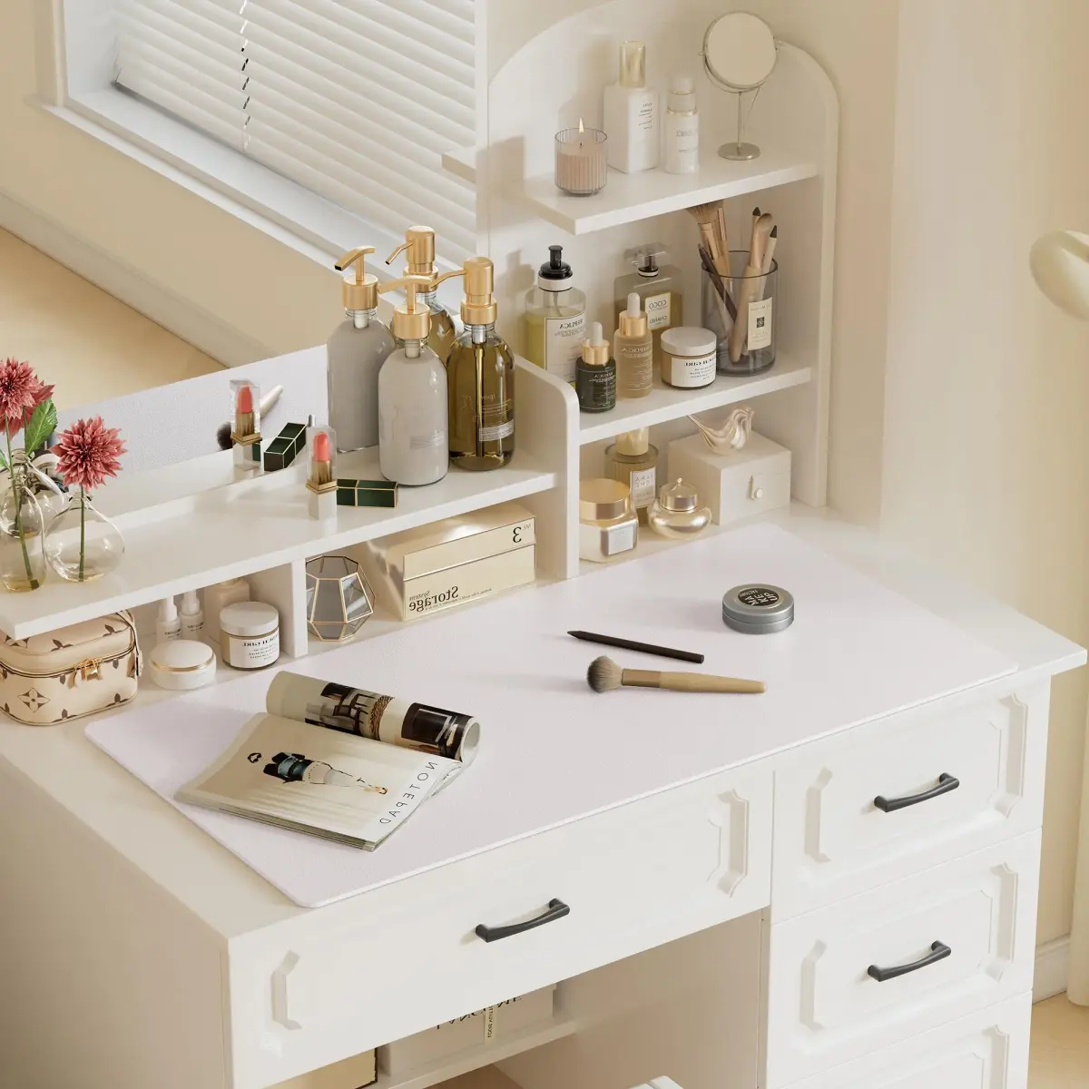 Aothia Faux Leather Desk Mat Pale Lavender White 120cm x 60cm (47.2" x 23.6") | Smooth Waterproof Writing Surface - view 6