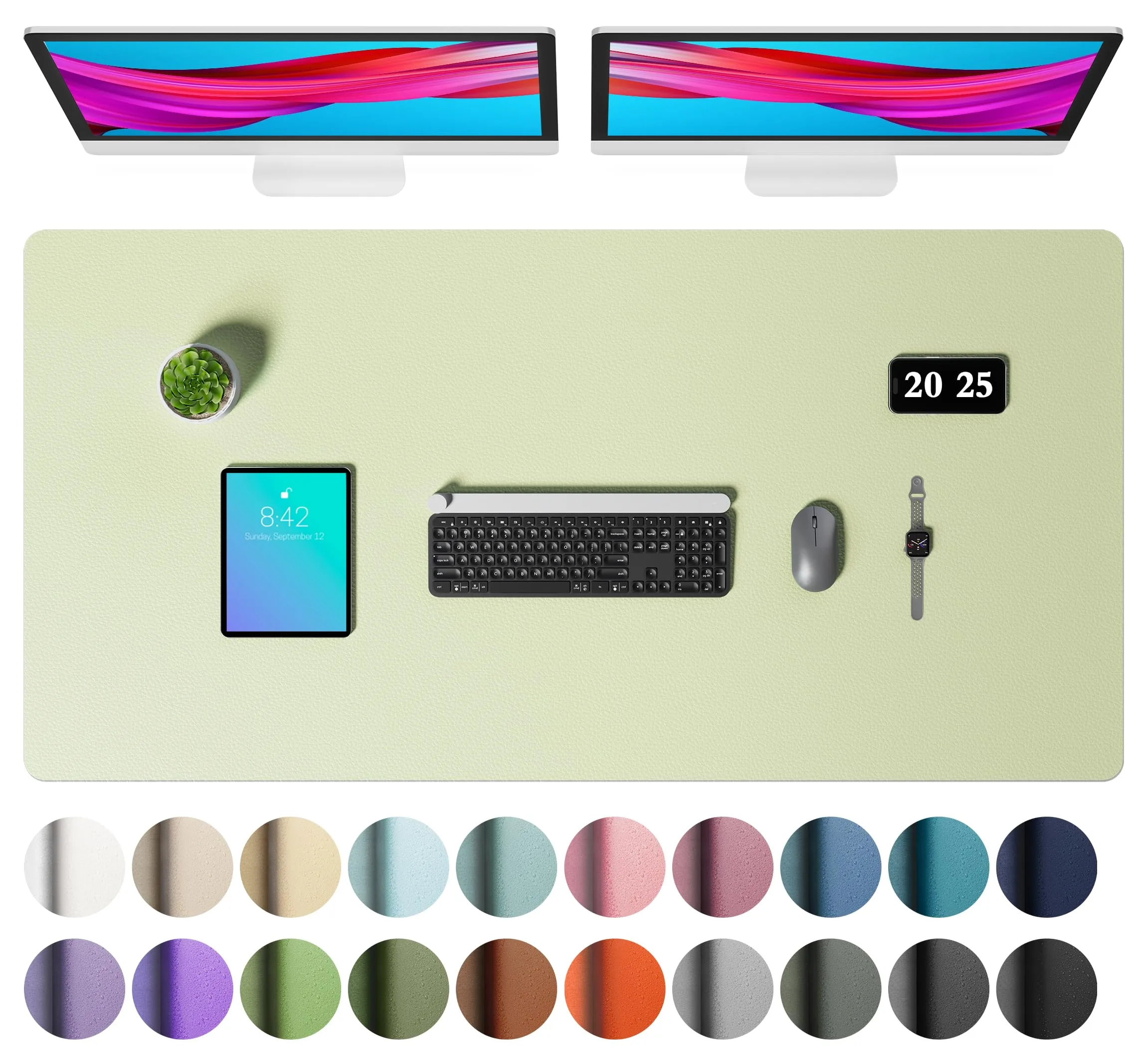 Aothia Grass Green Faux Leather Desk Mat 47.2" x 23.6" | Protects Your Desk with Professional Style - main product image