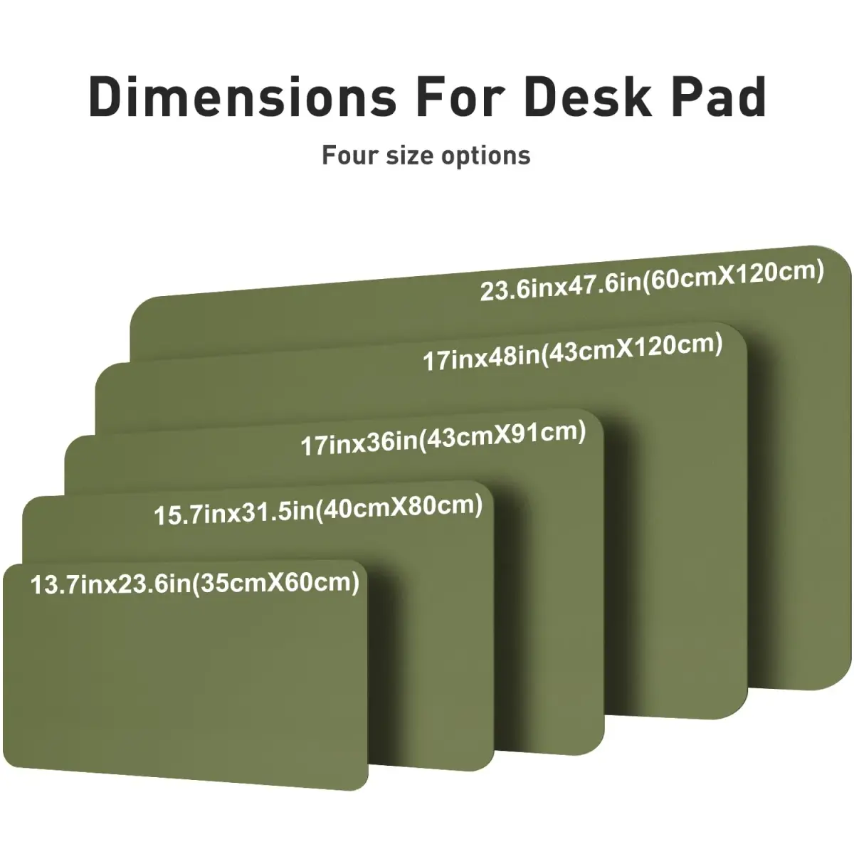 Aothia Faux Leather Desk Mat Large Mouse Pad Olive Green 120cm x 60cm (47.2" x 23.6") | Non-Slip PU Leather Blotter Waterproof Writing Surface - view 5