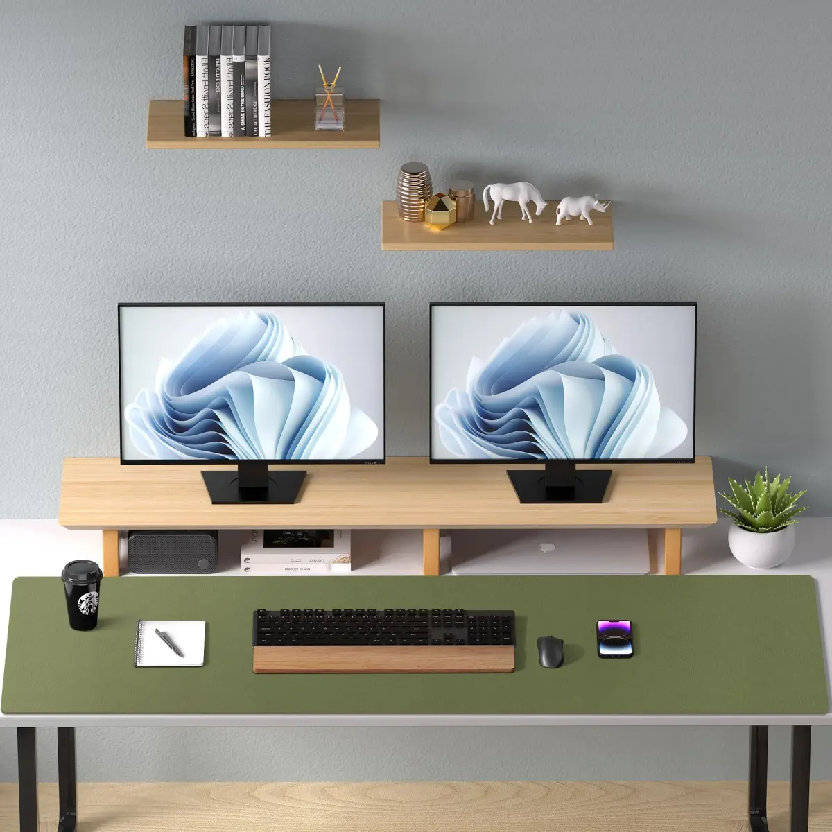 Aothia Faux Leather Desk Mat Large Mouse Pad Olive Green 120cm x 60cm (47.2" x 23.6") | Non-Slip PU Leather Blotter Waterproof Writing Surface - view 9