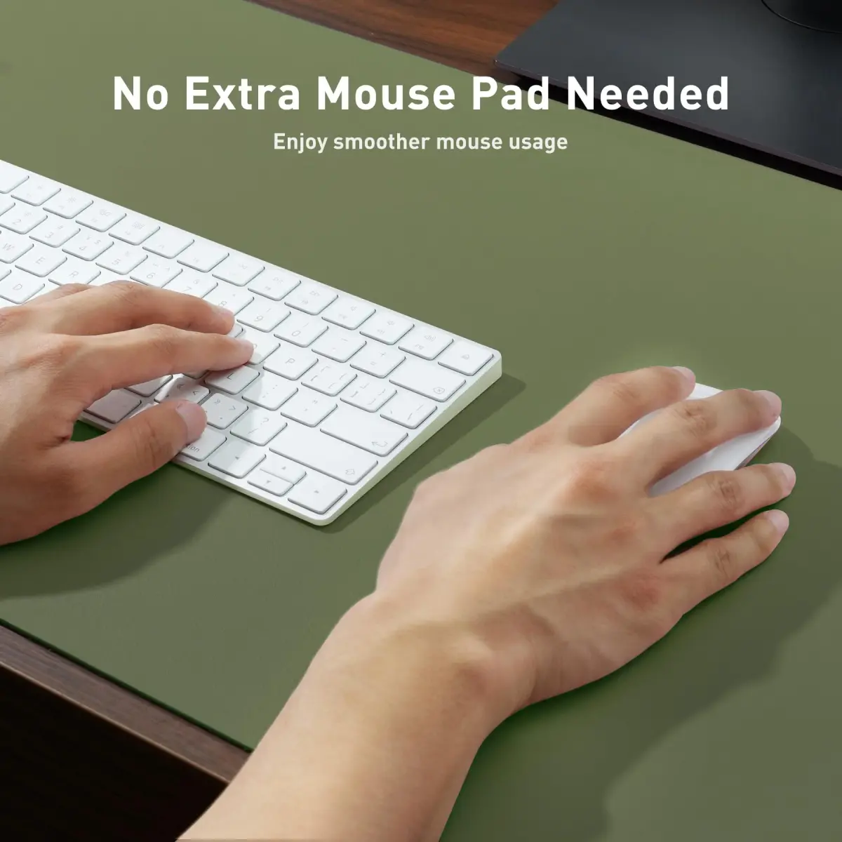 Aothia Faux Leather Desk Mat Large Mouse Pad Olive Green 120cm x 60cm (47.2" x 23.6") | Non-Slip PU Leather Blotter Waterproof Writing Surface - view 4