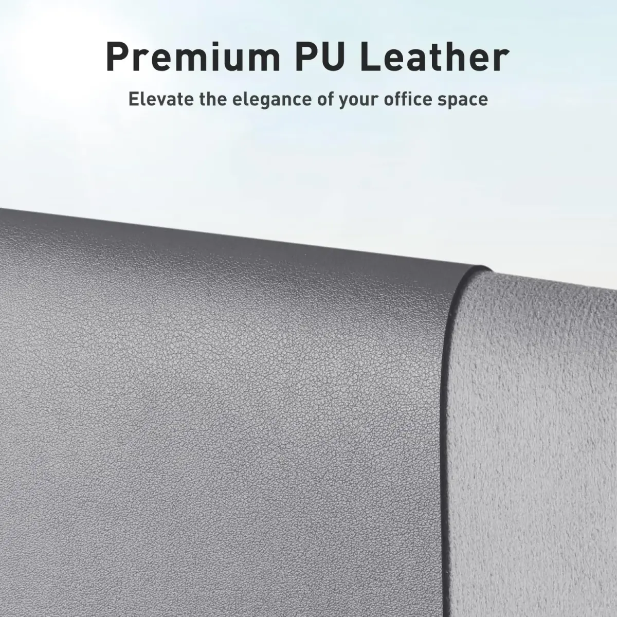 Aothia Faux Leather Desk Mat Large Mouse Pad 47.2" x 23.6" Light Grey | Protects Your Desk with Modern Professional Style - view 2