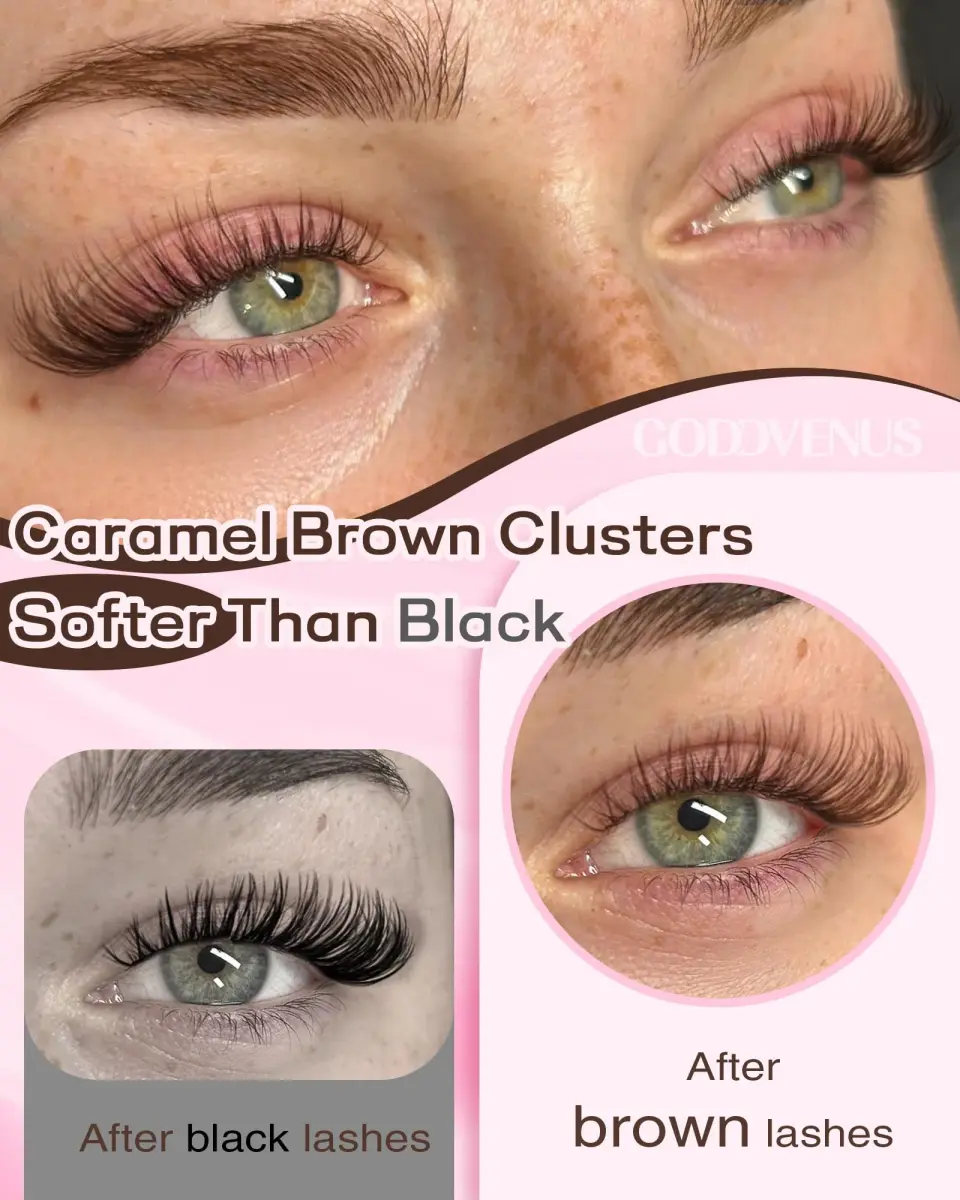 Goddvenus Brown Lash Clusters Kit 300Pcs | Natural Soft Texture C Curl Individual Lashes 10-16mm - view 2