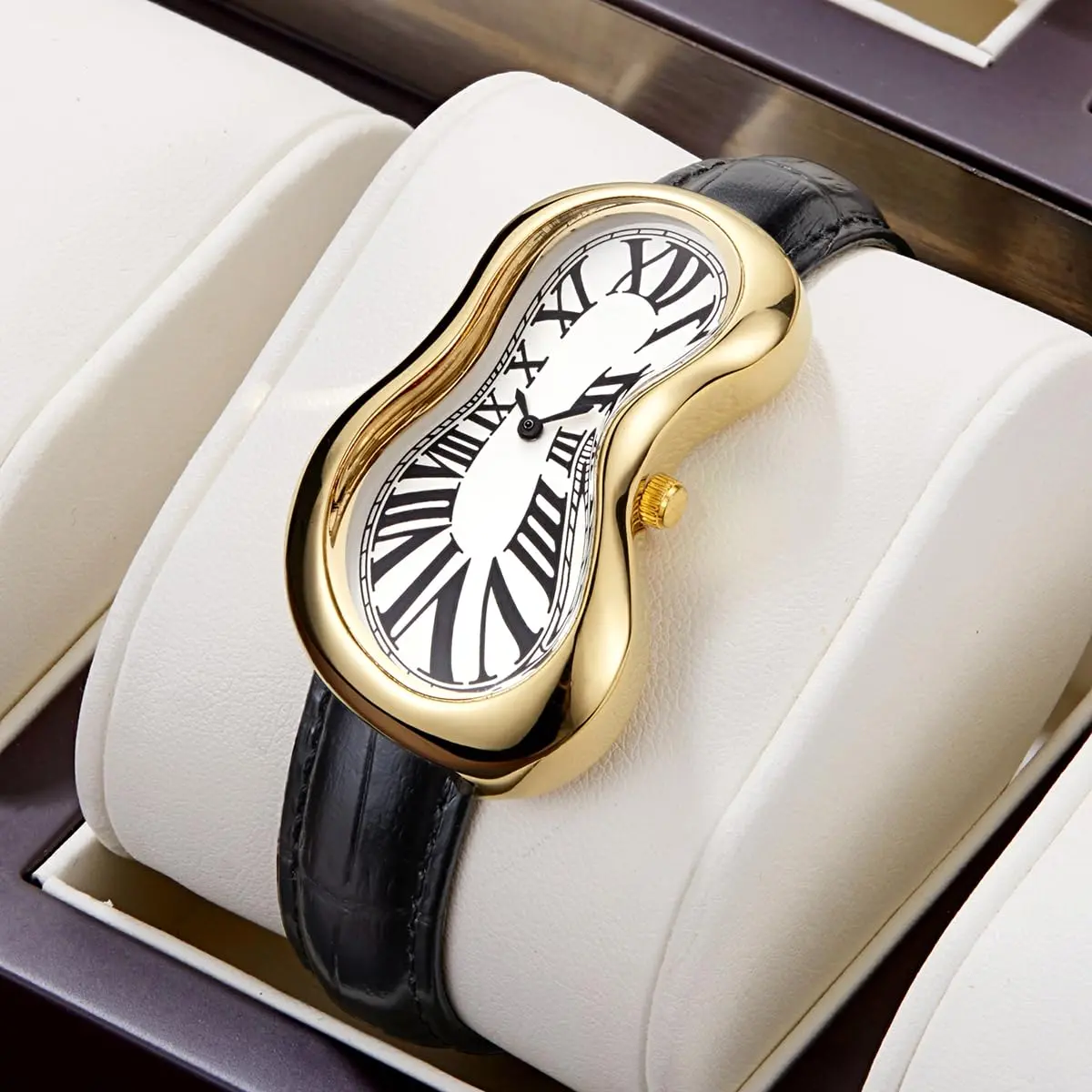 PINTIME Melting Art Stainless Steel Watch Gold | Distorted Dial Design - view 2