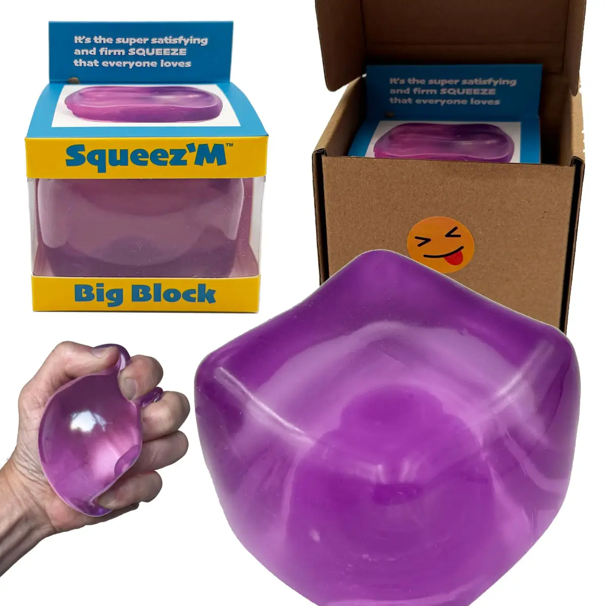 Squeez'M Big Block Stress Cube Purple Squishy Fidget Toy 6.35cm (2.5 inch) | ASTM Certified Non-Toxic Sensory Toy - main product image