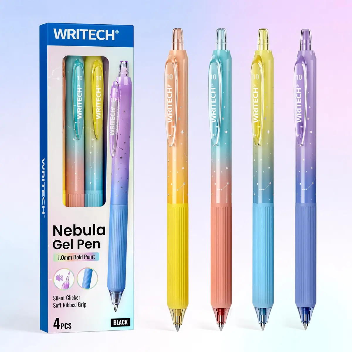 WRITECH Nebula Gel Pens 1.0mm Black Ink 4 Count | Smooth Writing for Journaling & Note Taking - main product image