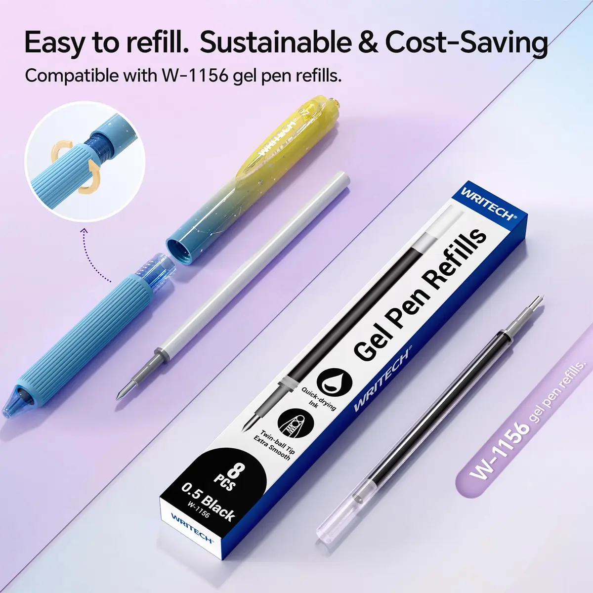 WRITECH Nebula Gel Pens 1.0mm Black Ink 4 Count | Smooth Writing for Journaling & Note Taking - view 5