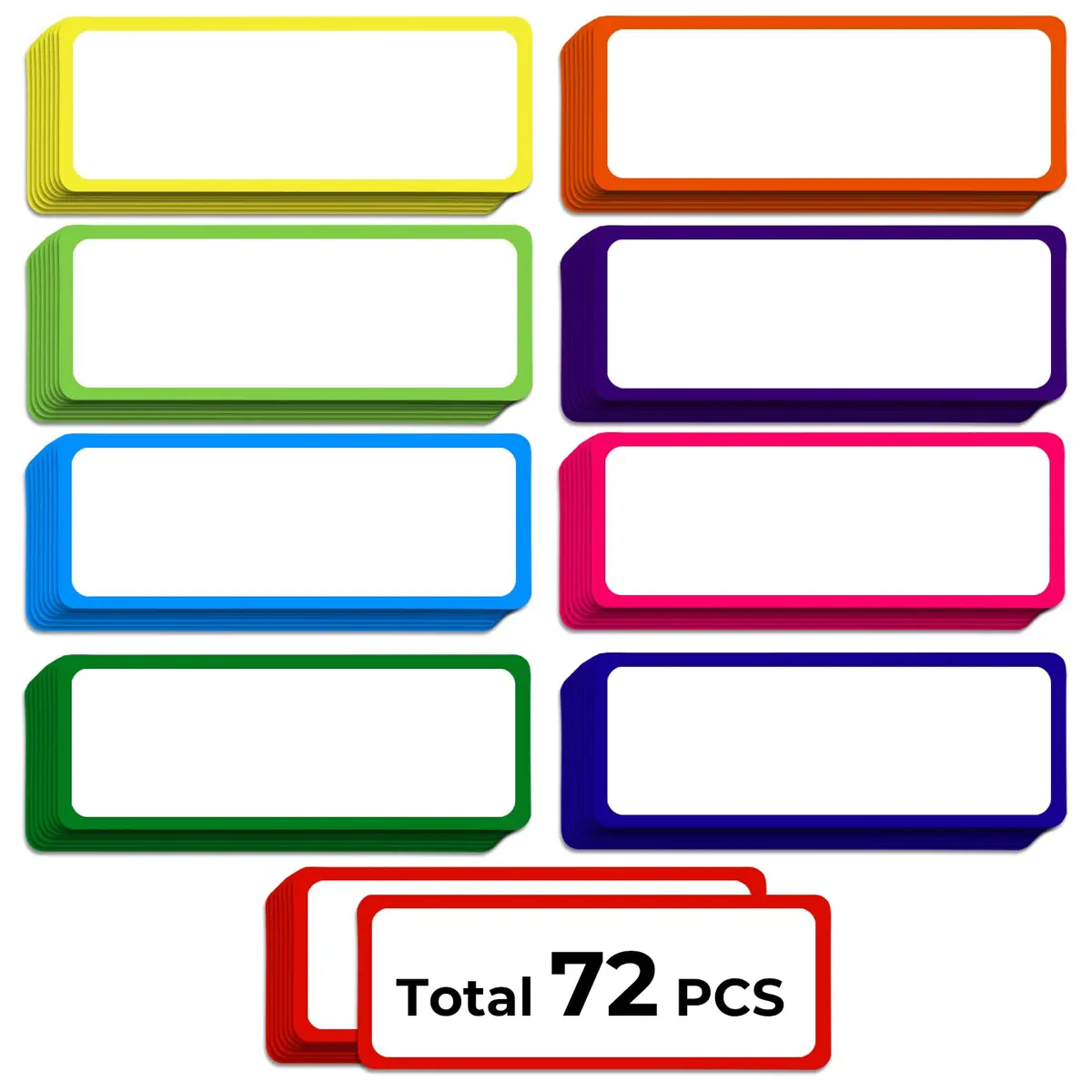 Utron 72PCS Magnetic Dry Erase Labels 8.1 cm x 3 cm (3.2"x1.2") | 9 Colors for Whiteboards - main product image