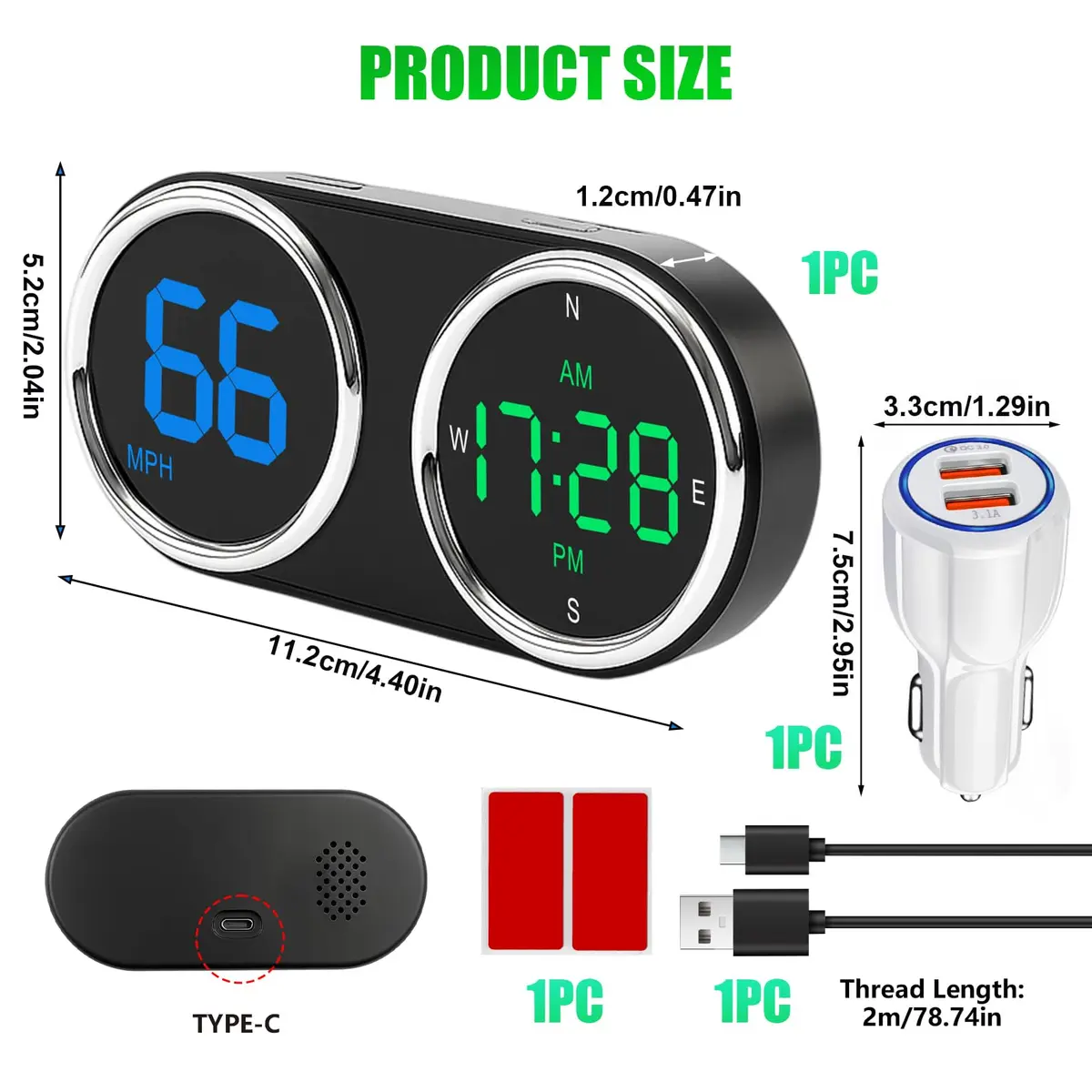 GUGUMO GPS Digital Speedometer for Car MPH | Universal HUD Speed Meter with LED Display - view 7