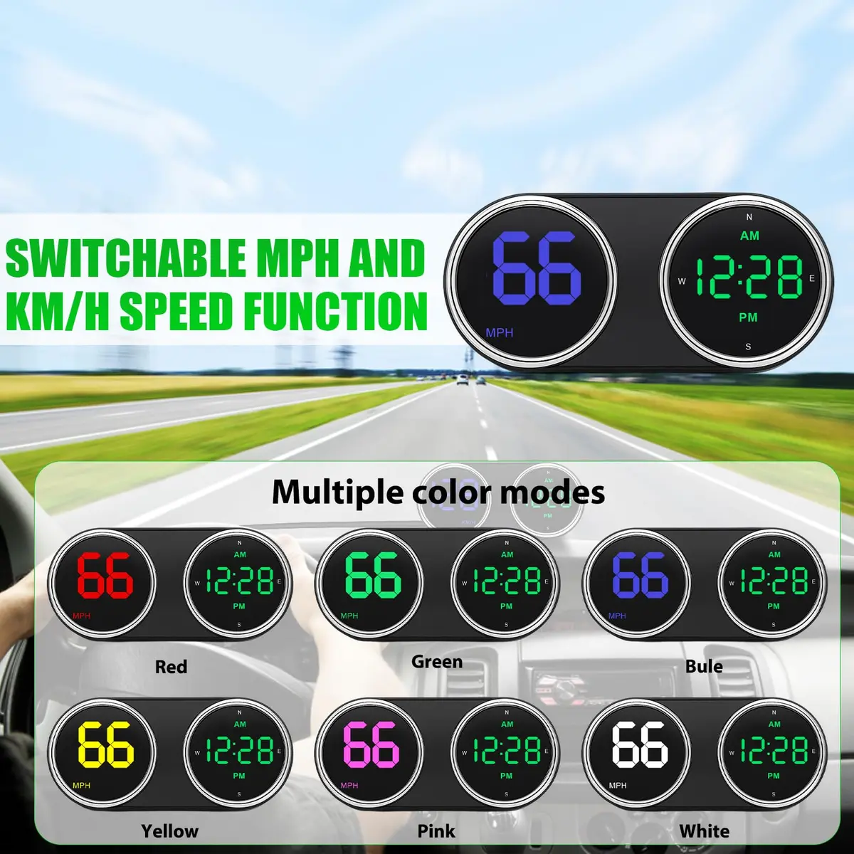 GUGUMO GPS Digital Speedometer for Car MPH | Universal HUD Speed Meter with LED Display - view 2