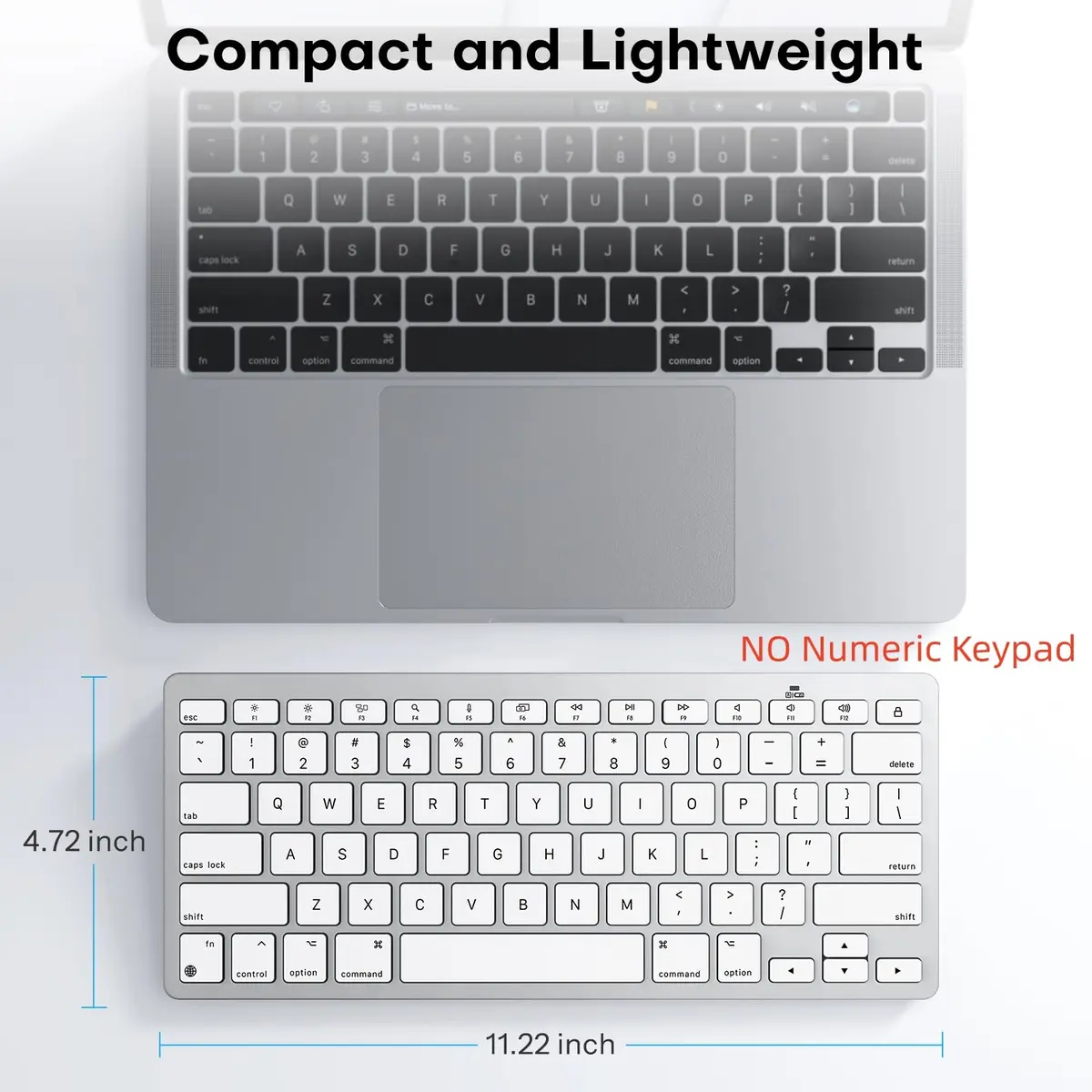 OMOTON Wireless Keyboard for Mac, Bluetooth Stable, No Numpad, Travel Size | Compact, Ergonomic, Mac-Compatible - view 6