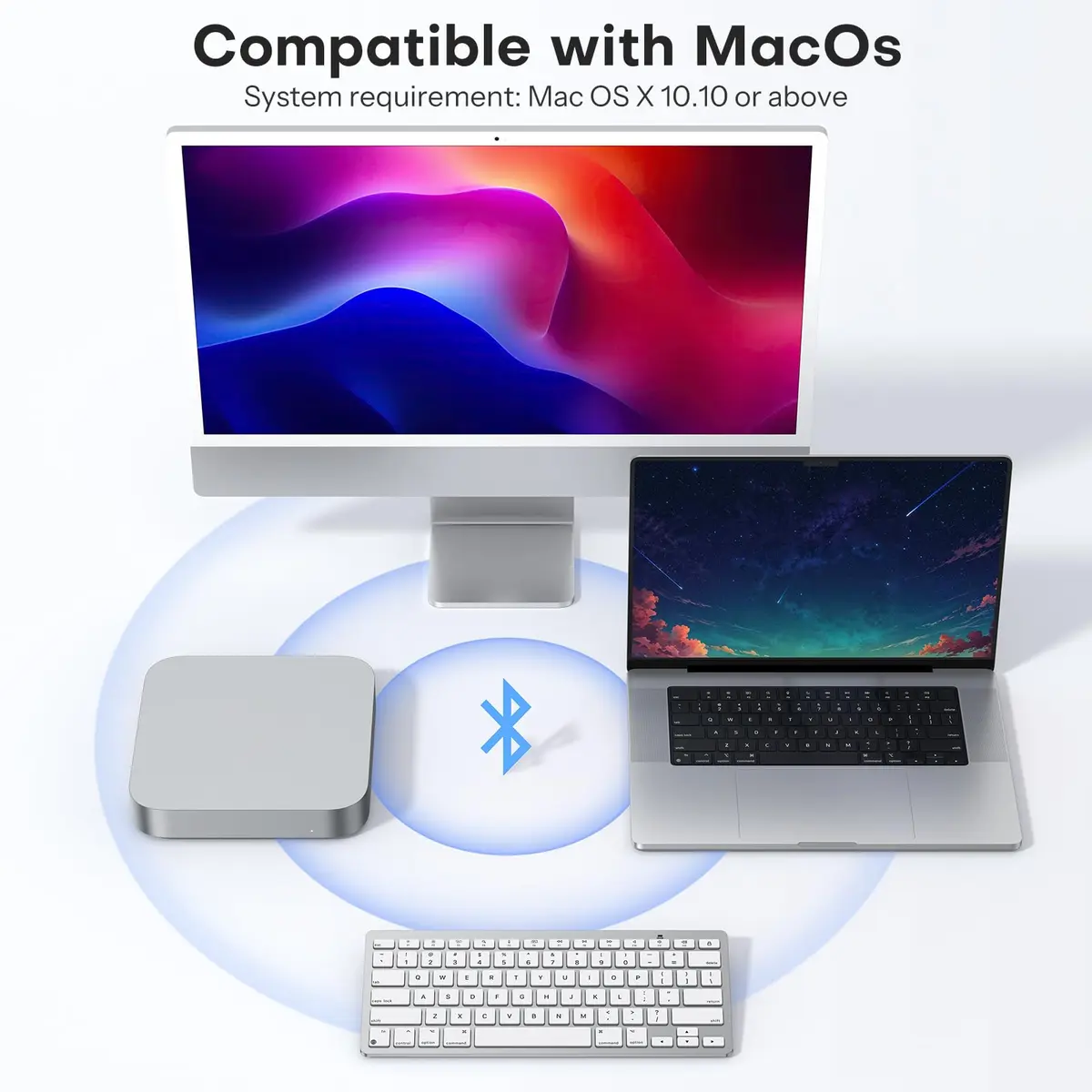 OMOTON Wireless Keyboard for Mac, Bluetooth Stable, No Numpad, Travel Size | Compact, Ergonomic, Mac-Compatible - view 2