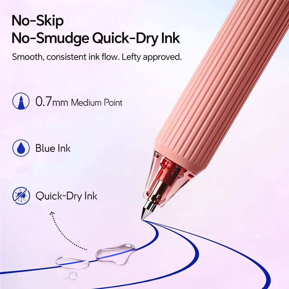 WRITECH Nebula Gel Pens 4ct Blue Ink | Smooth Writing, Silent Click, Aesthetic Gradient Barrel - view 2