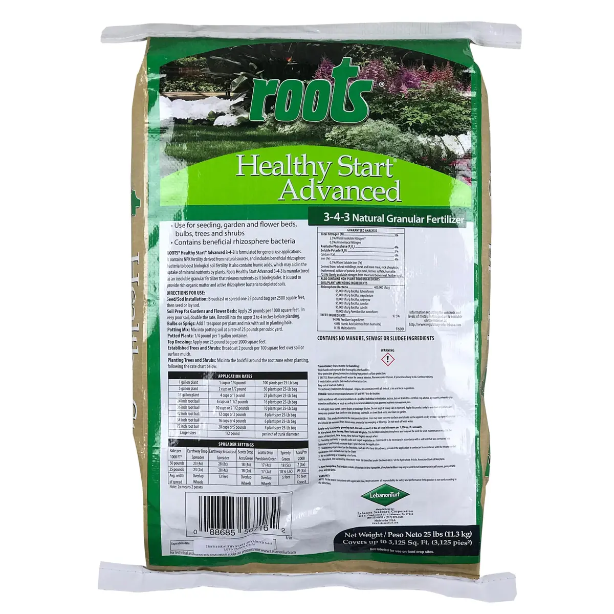 Roots Healthy Start Advanced 3-4-3 Natural Granular Fertilizer, 25 lb (11.34kg) | Organic Soil Booster for Gardens & Trees - main product image