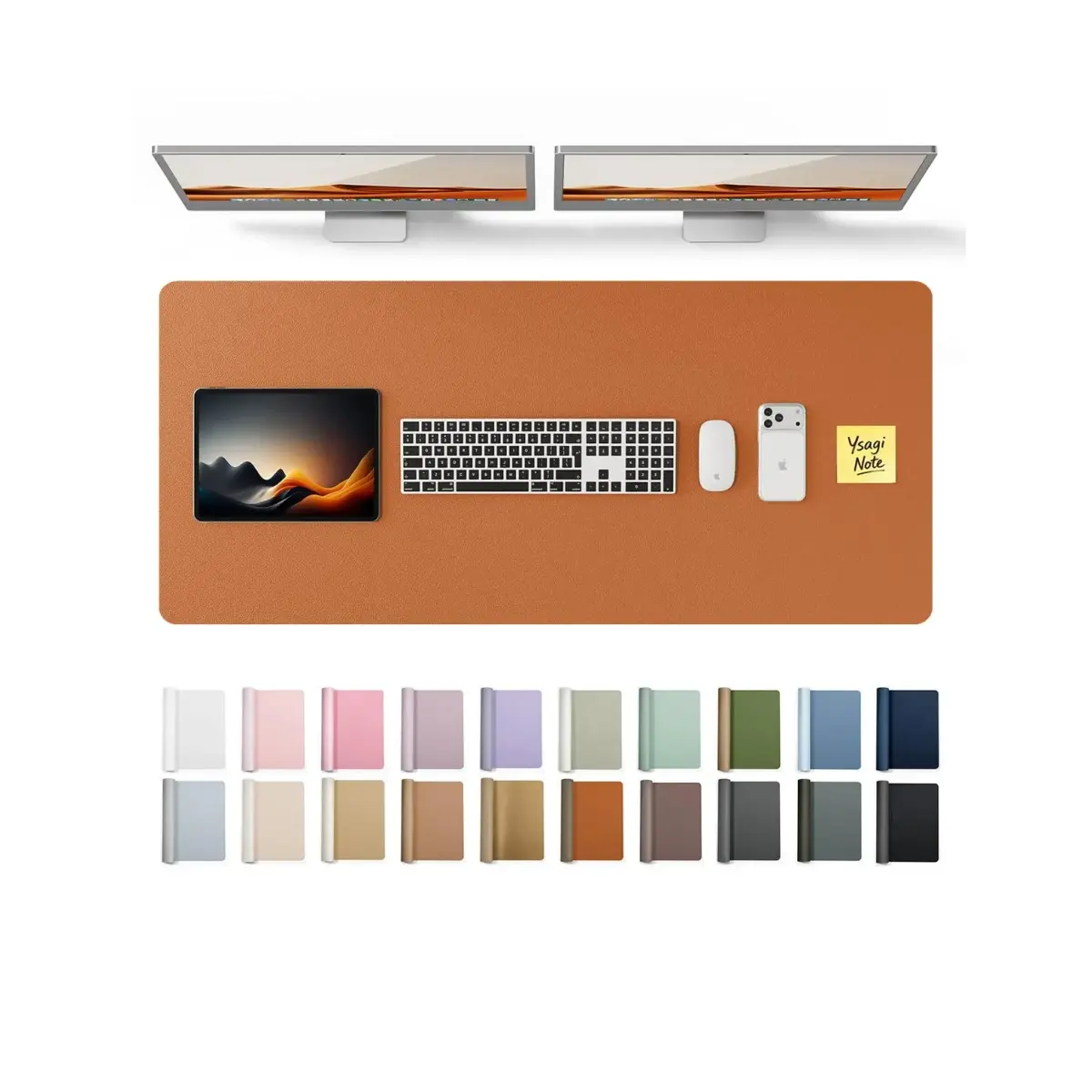 YSAGi PU Leather Desk Protector Mat 47" x 17" (119cm x 43cm) | Waterproof Large Mouse Pad for Office and Home - main product image