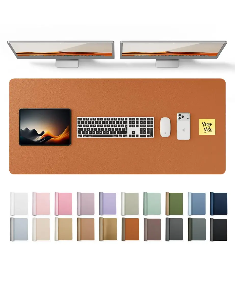 YSAGi PU Leather Desk Protector Mat 47" x 17" (119cm x 43cm) | Waterproof Large Mouse Pad for Office and Home - main product image