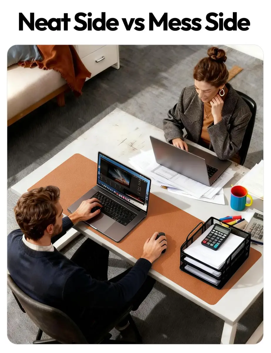 YSAGi PU Leather Desk Protector Mat 47" x 17" (119cm x 43cm) | Waterproof Large Mouse Pad for Office and Home - view 6