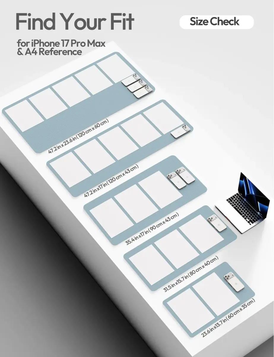 YSAGi Ice Blue Desk Protector Mat 117cm x 43cm (47" x 17") | Protects Desks & Doubles as Large Mouse Pad - view 5