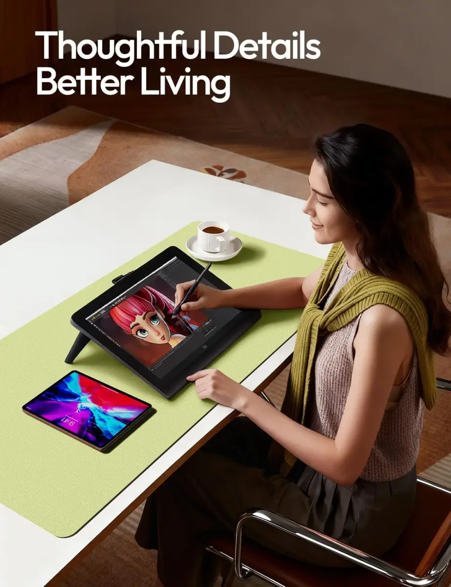 YSAGi Leather Desk Protector Peak Green 120cm x 60cm (47.2" x 23.6") | Protects Desks, Doubles as Large Mouse Pad - view 3