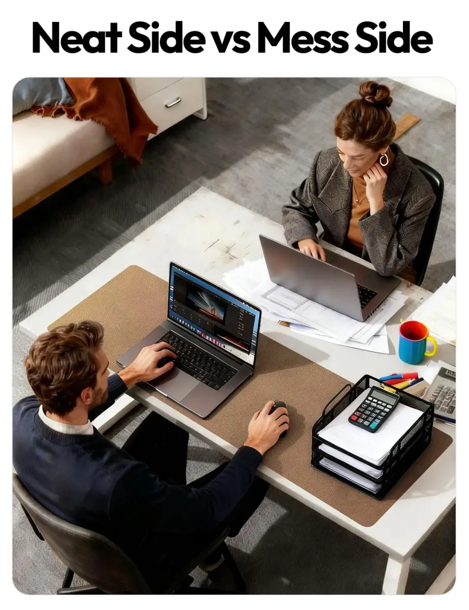 YSAGi Large PU Leather Desk Pad Protector 109cm x 43cm (43" x 17") | Protects Desks, Doubles as Mouse Pad - view 6