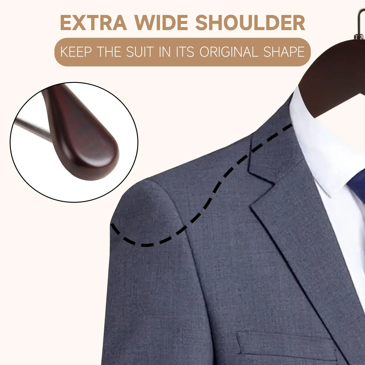 BP4U Wooden Suit Hangers with Non Slip Pants Bar 17.5" Dark Cherry 6-Pack | Heavy Duty, Wide Shoulders, Anti-Slip - view 5