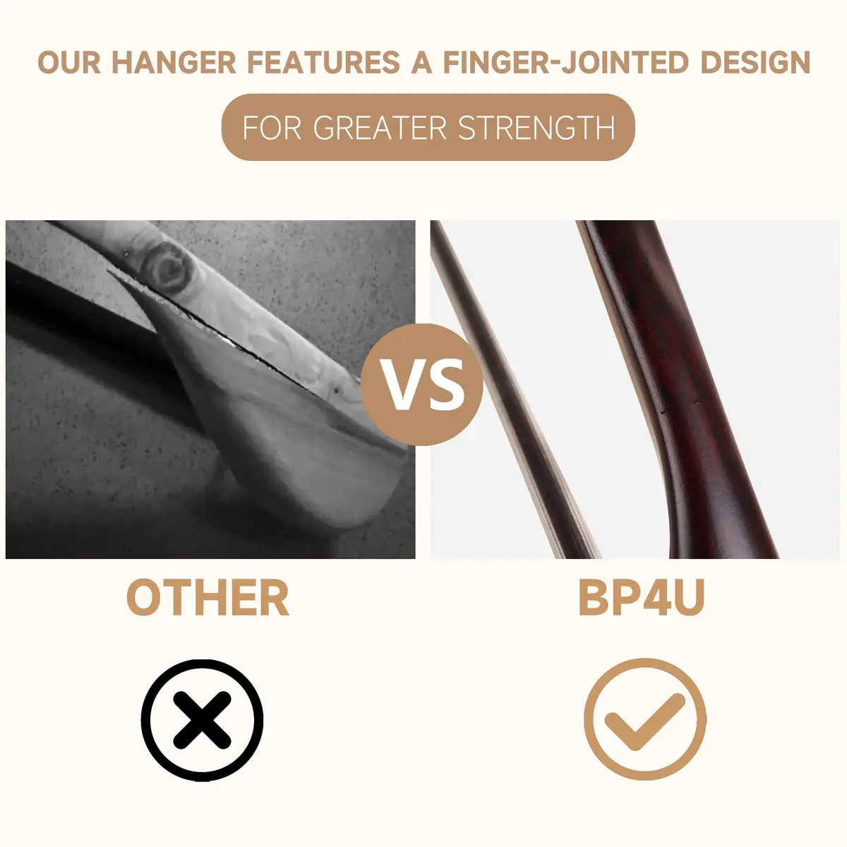 BP4U Wooden Suit Hangers with Non Slip Pants Bar 17.5" Dark Cherry 6-Pack | Heavy Duty, Wide Shoulders, Anti-Slip - view 6