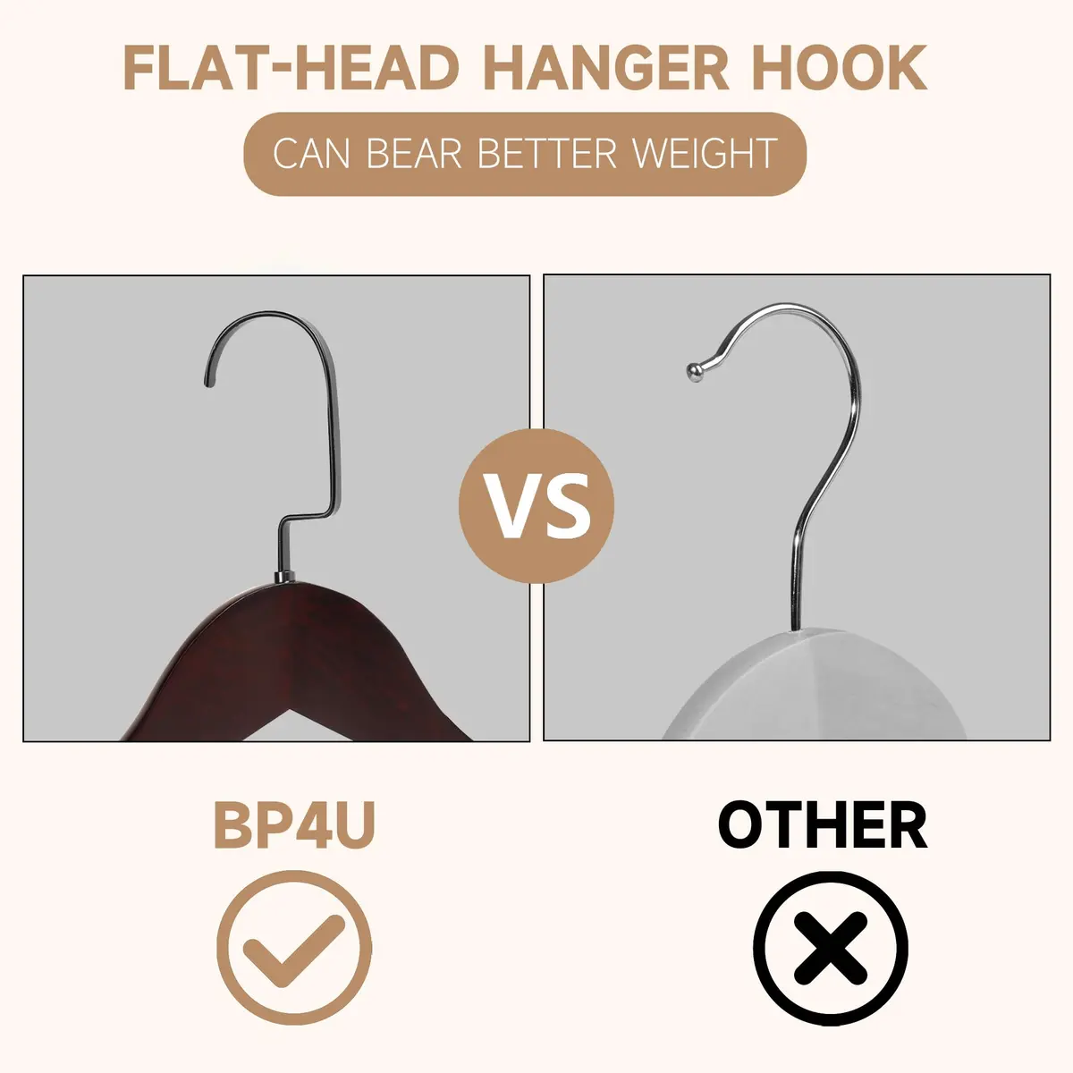 BP4U Wooden Suit Hangers with Non Slip Pants Bar 17.5" Dark Cherry 6-Pack | Heavy Duty, Wide Shoulders, Anti-Slip - view 7