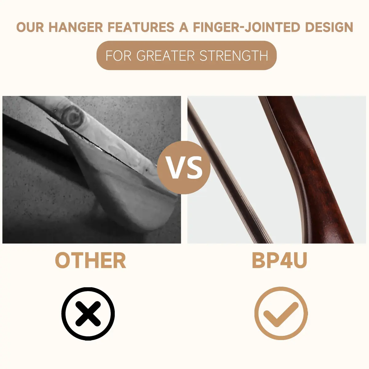 BP4U Wooden Suit Hangers with Non Slip Pants Bar Walnut 12-Pack | Heavy Duty Suit & Coat Organizers - view 6